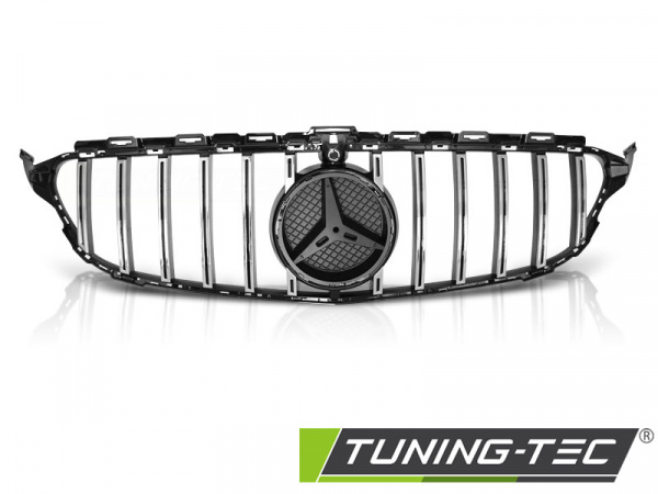 Upgrade Sportgrill / Kühlergrill für Mercedes Benz C-Klasse W205 14-18 Hochglanz schwarz/chrom